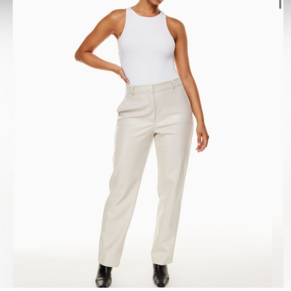 BABATON by Aritzia Vegan Leather Pants – Cream / Ivory.. Straight Leg. Size 2